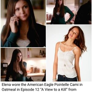 Elena Gilbert American eagle pointelle cami tank M With H&M Cardigan (alt?)